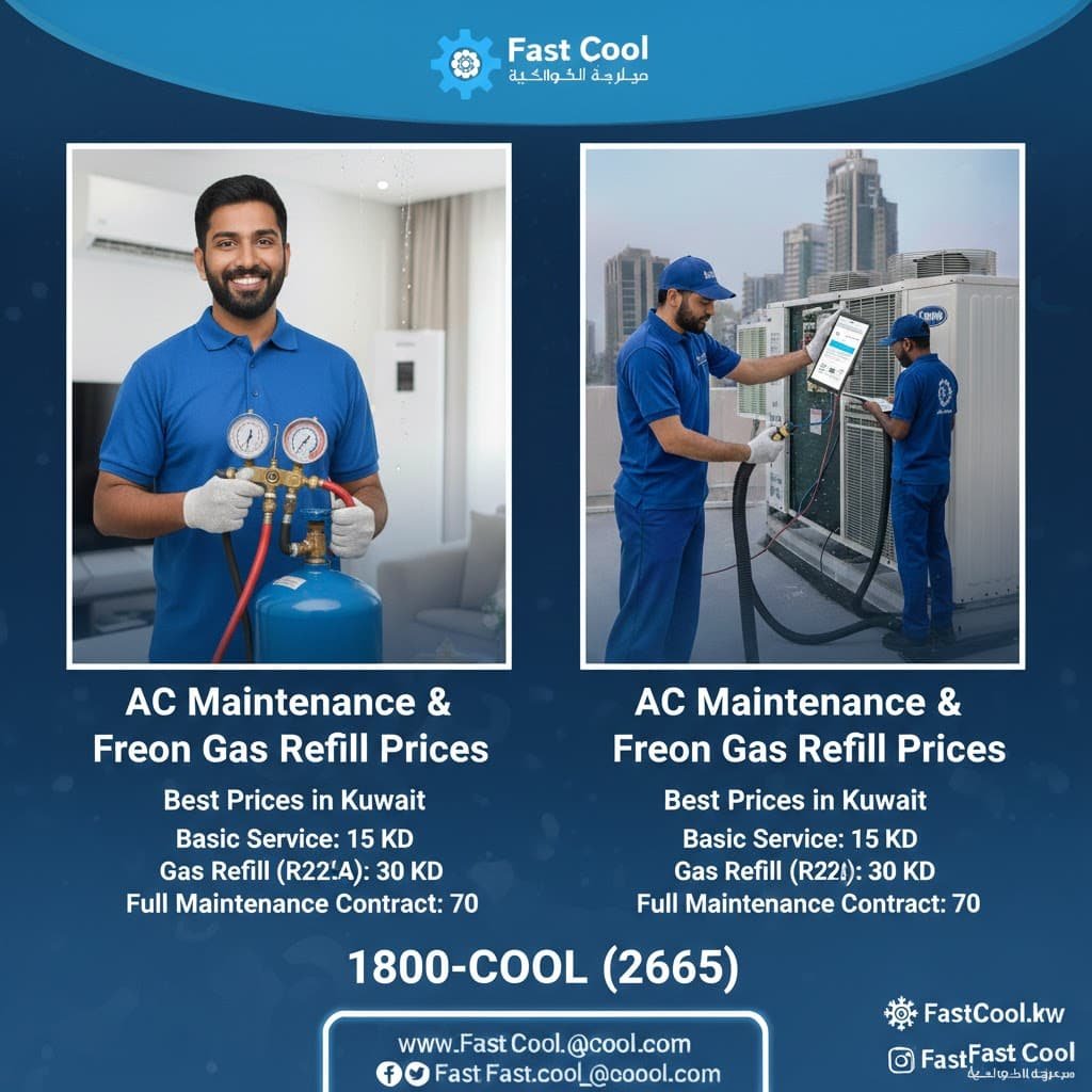 اسعار صيانة التكييف وتعبئة غاز الفريون في حولي والسالمية والمنطقة العاشرة